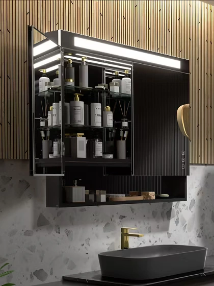 Kohler Verdera two-door lighted mirror cabinet Maxstow Embark Bancroft Archer interior shelving available in Chennai